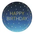 Kép 1/2 - Happy Birthday Golden Blue papírtányér 8 db-os 23 cm FSC