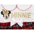 Kép 3/3 - Disney Minnie galléros| hosszú ujjú kombidressz kockás betéttel fehér