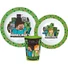 Kép 1/3 - Minecraft Creeper étkészlet, micro műanyag szett, pohárral 260 ml