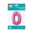 Kép 2/2 - Rózsaszín Pink with Hearts 0-ás szám fólia lufi 61 cm