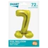 Kép 2/2 - Arany 7-es Gold szám fólia lufi talppal 72 cm