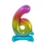 Kép 1/2 - Színes Rainbow mini 6-os szám fólia lufi talppal 38 cm