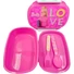 Kép 2/5 - Barbie Love szendvicsdoboz + evőeszköz szett