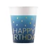 Kép 1/3 - Happy Birthday Golden Blue papír pohár 8 db-os 200 ml FSC