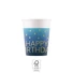 Kép 2/3 - Happy Birthday Golden Blue papír pohár 8 db-os 200 ml FSC