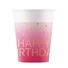 Kép 1/3 - Happy Birthday Golden Pink papír pohár 8 db-os 200 ml FSC