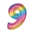 Kép 1/5 - Színes 9-es Rainbow szám fólia lufi 92 cm