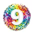 Kép 1/3 - Színes 9-es Rainbow Confetti szám fólia lufi 46 cm