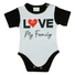 Kép 1/3 - "Love my family" feliratos rövid ujjú baba body fekete