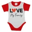 Kép 1/3 - "Love my family" feliratos rövid ujjú baba body piros