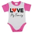 Kép 1/3 - "Love my family" feliratos rövid ujjú baba body pink