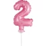 Kép 1/3 - Rózsaszín 2-es Pink szám fólia lufi tortára 13 cm