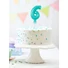 Kép 3/3 - Kék 6-os Light Blue szám fólia lufi tortára 13 cm