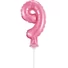 Kép 1/3 - Rózsaszín 9-es Pink szám fólia lufi tortára 13 cm