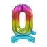 Kép 1/2 - Színes Rainbow mini 0-ás szám fólia lufi talppal 38 cm