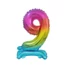 Kép 1/2 - Színes Rainbow mini 9-es szám fólia lufi talppal 38 cm